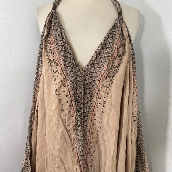 Free People Maxi Dress S Oversize Boho Merida Printed pale pink Beachy Bohemian - Picture 2 of 14